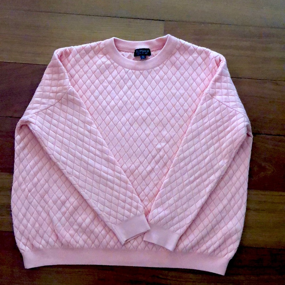 Topshop pink quilt sweater. Size S. Good condition.